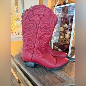 Ladies Ariat Red Leather Cowboy Boots Sz 6-1/2B FREE SHIPPING